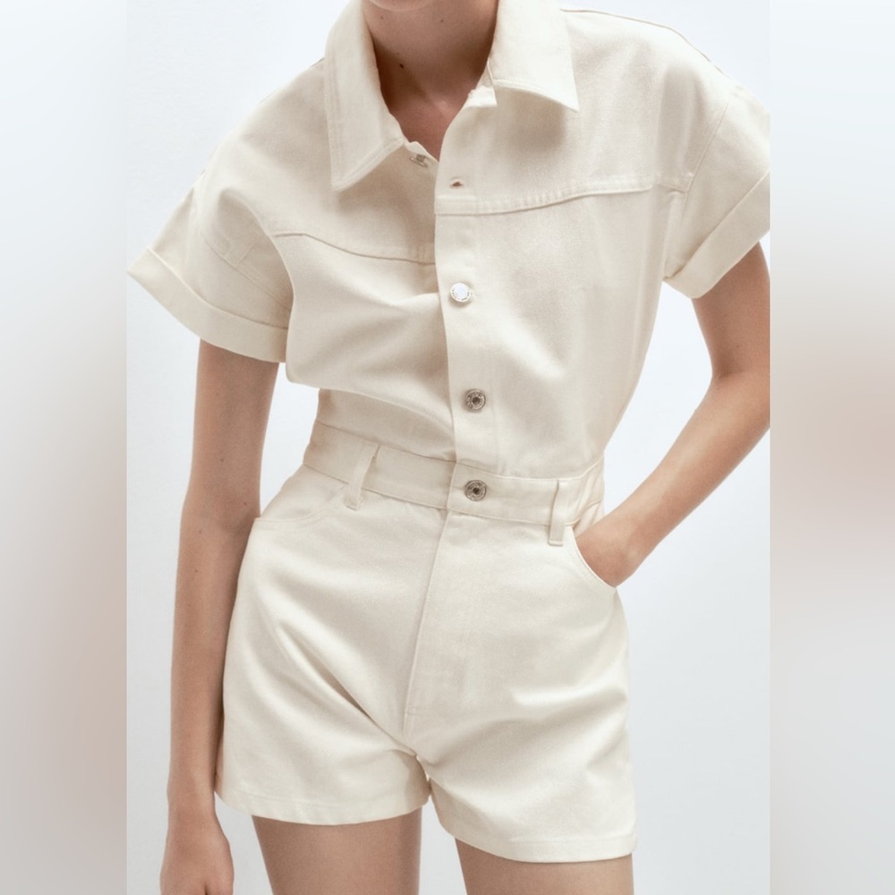 Zara shimmery denim romper